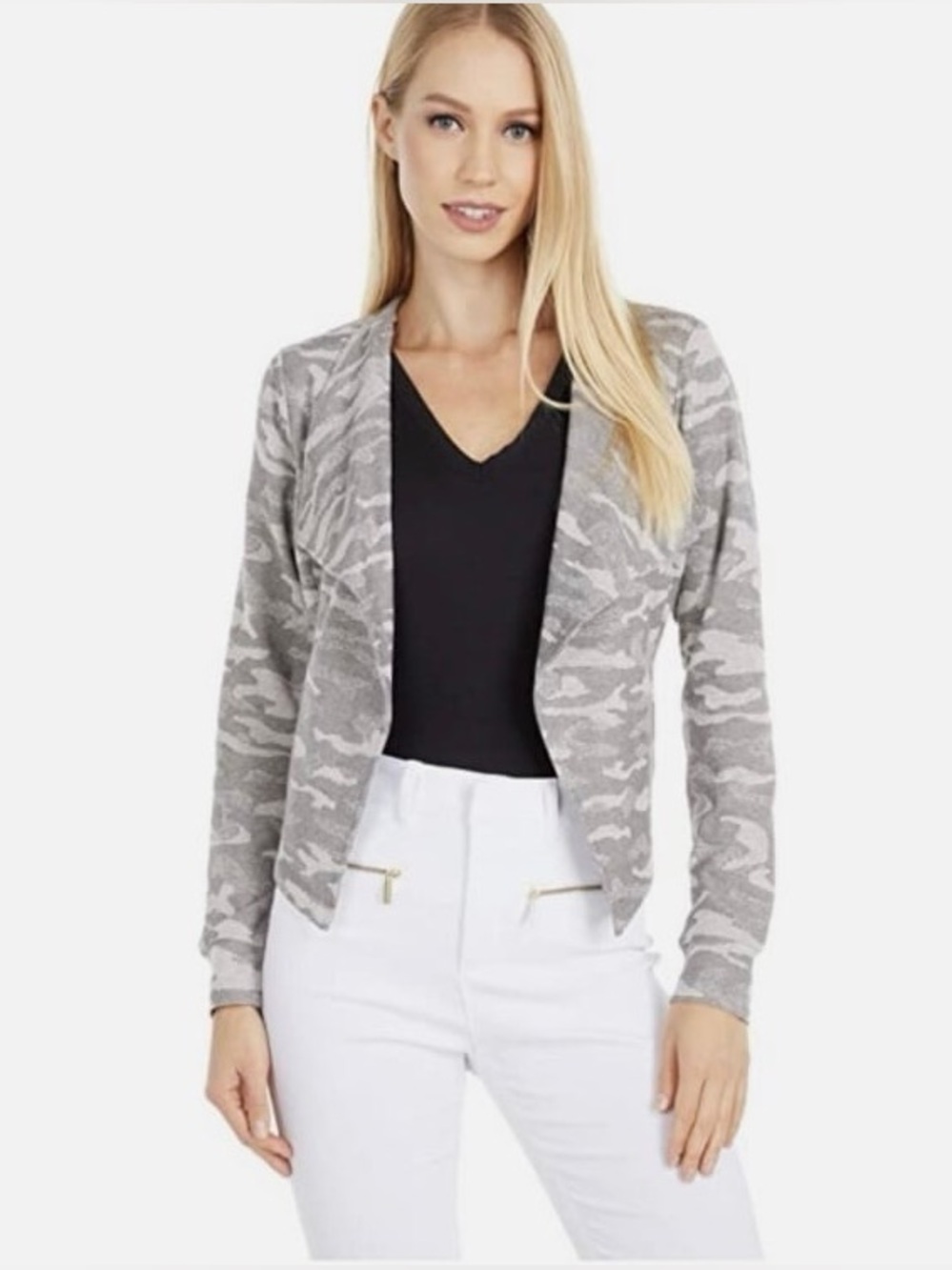 NWT BB Dakota Heather Grey Camo Tie Back Knit Cardigan (S)